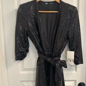 ZARA Black Sequin dress - NEW Small